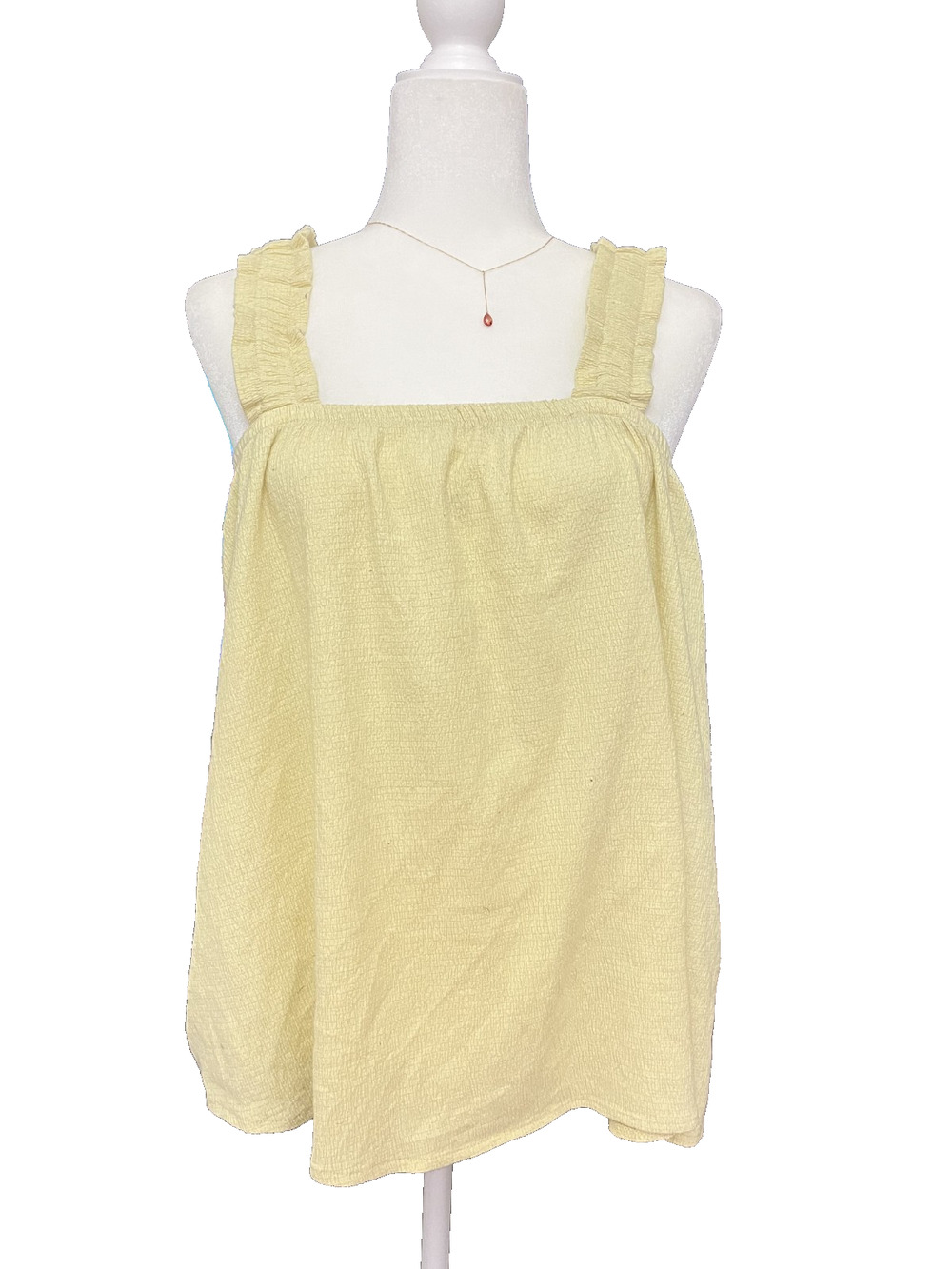 Women's Olivia Sky Size Medium Ruffle Straps Sleeveless Blouse Yellow Cute Flowy